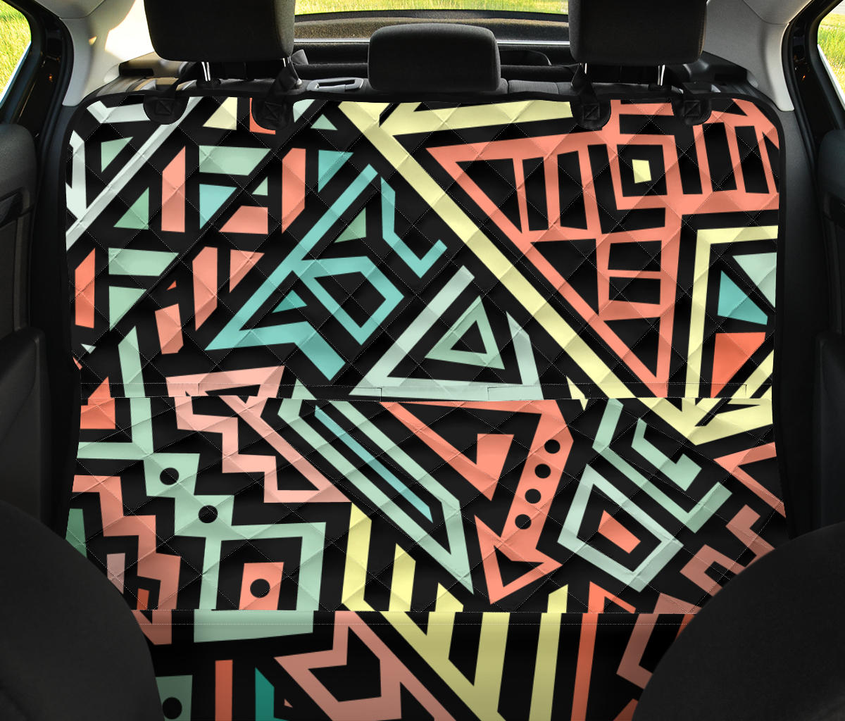 Colorful Tribal Car Back Seat Pet Cover