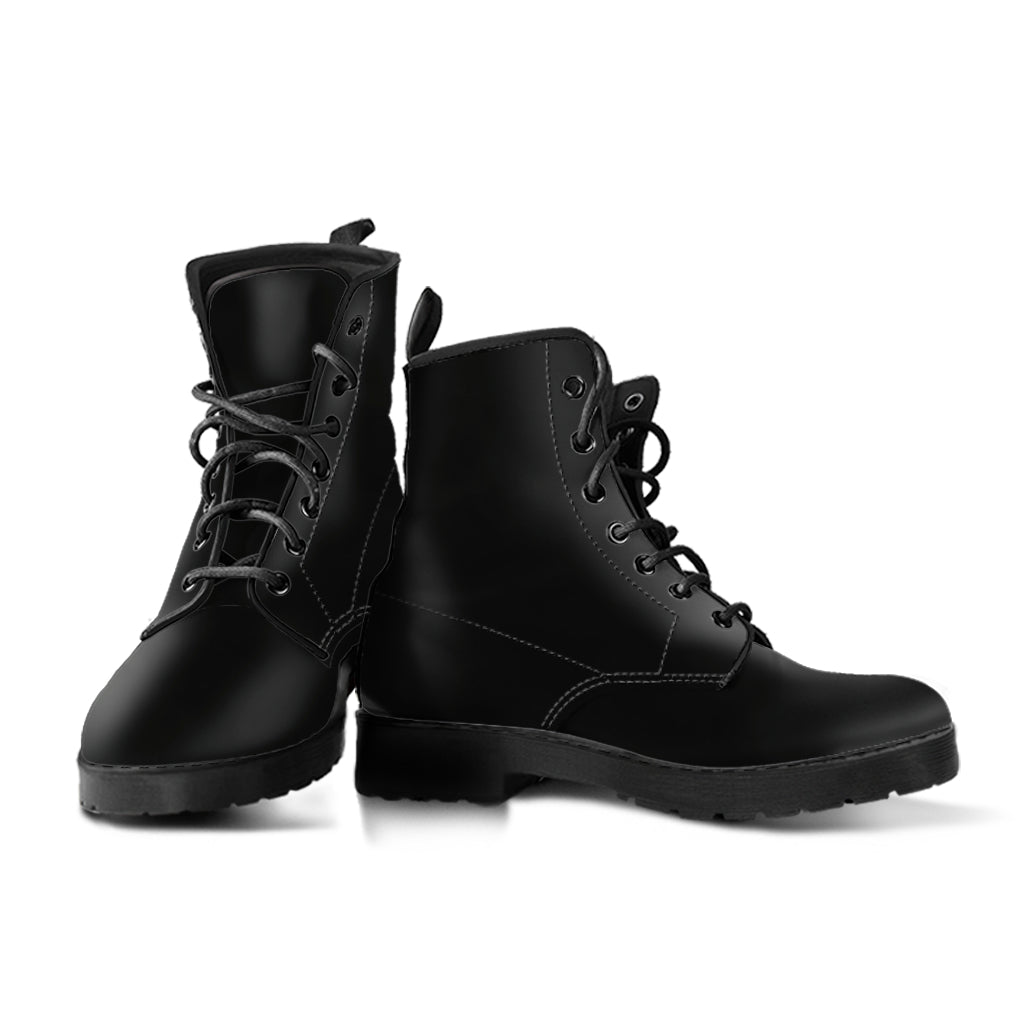 Custom All Black Boots, Printed Custom Shoes, Women's Boots, Vegan Leather Combat Boots, Classic Boot, Lace Up Boot , Casual Boots Women