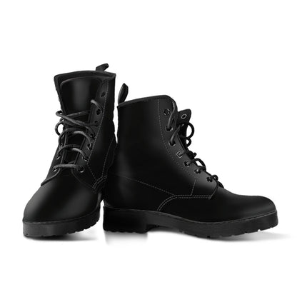 Custom All Black Boots, Printed Custom Shoes, Women's Boots, Vegan Leather Combat Boots, Classic Boot, Lace Up Boot , Casual Boots Women