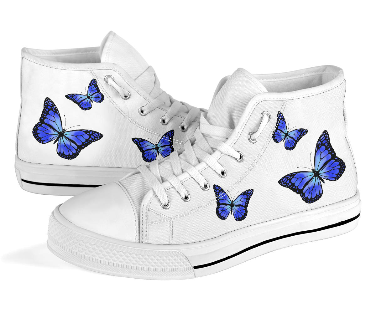 Blue Butterfly High-Top Shoes
