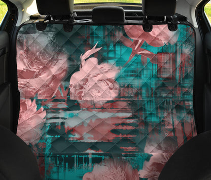 Pink Abstract Floral Car Back Seat Pet Cover