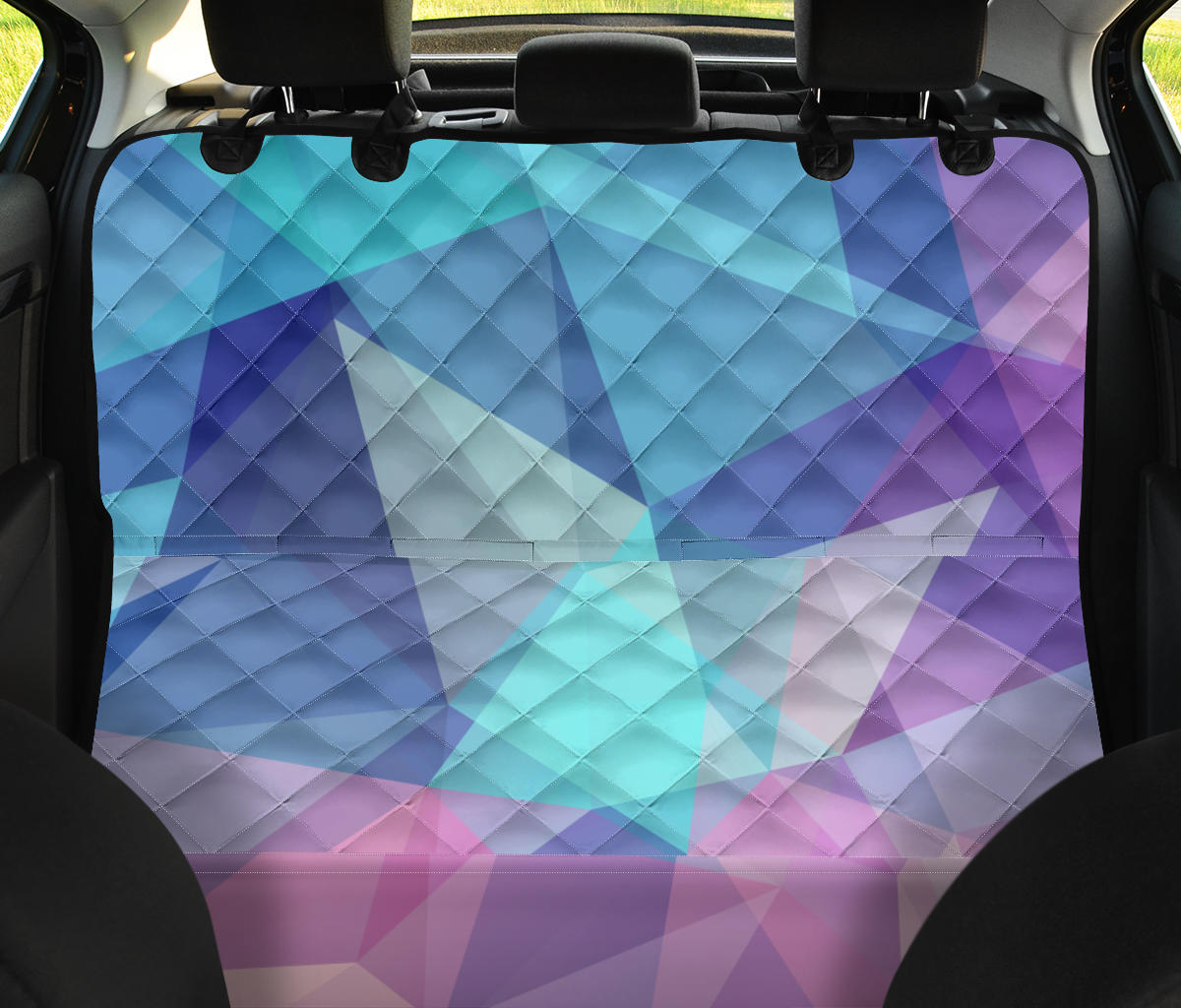 Pink Blue Abstract Triangles Car Back Seat Pet Cover