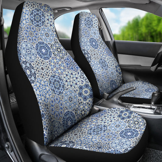 Blue Mandalas Honeycomb Car Seat Covers