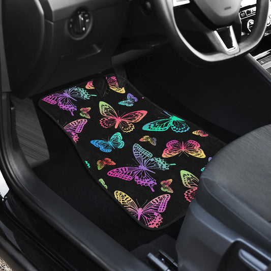 Colorful Neon Butterflies Car Floor Mats