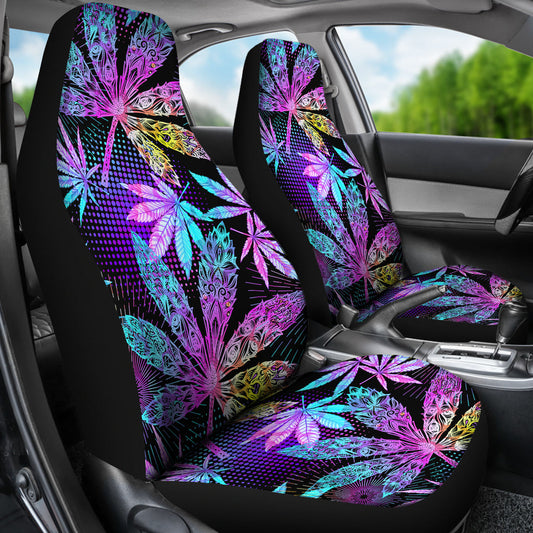 Colorful Weed Plant Car Seat Covers