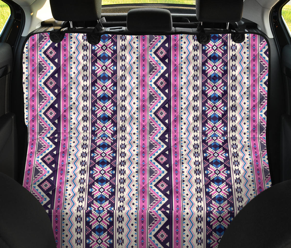 Pink Ethnic Car Back Seat Pet Cover