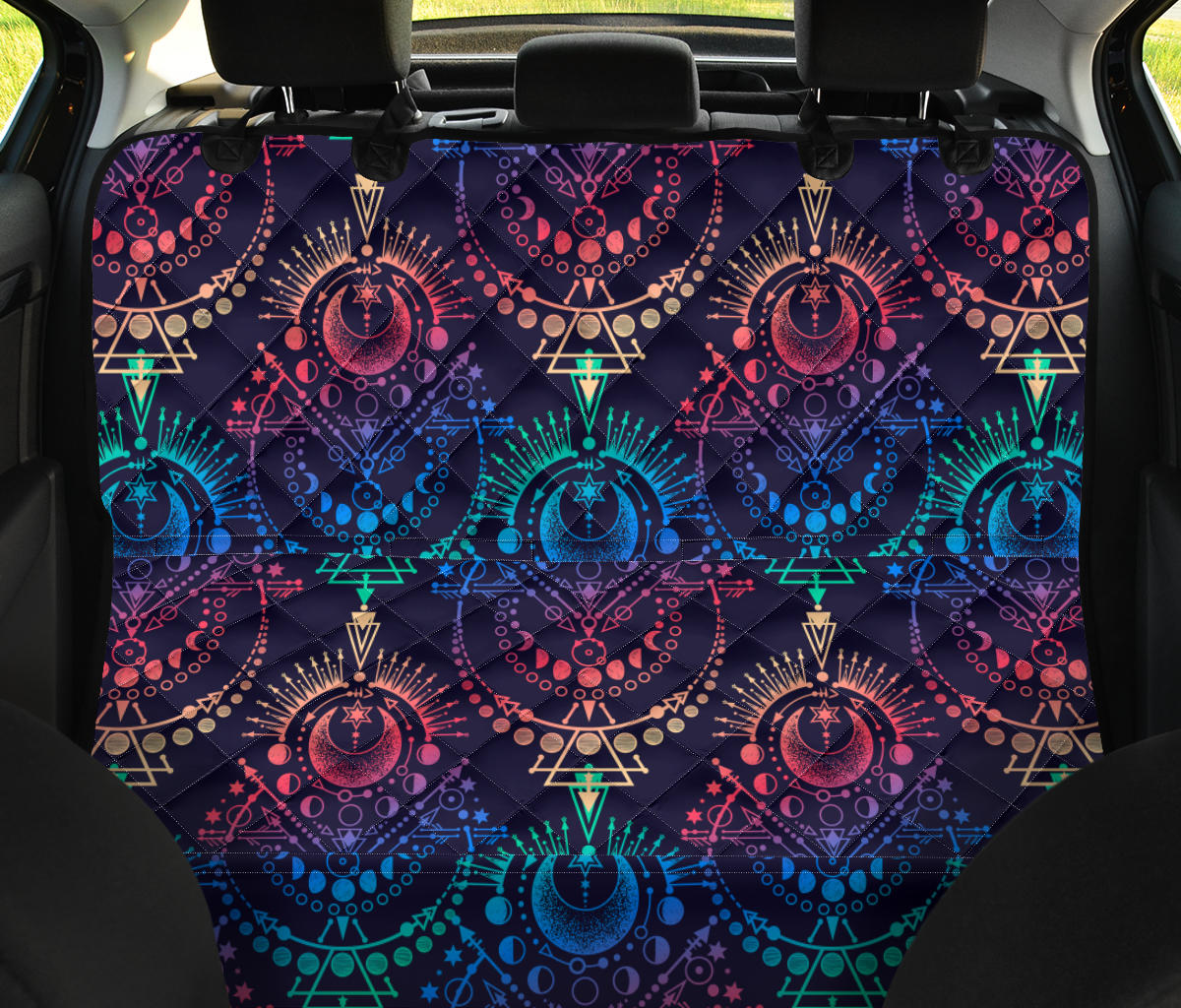 Colorful Spiritual Symbols Car Back Seat Pet Cover