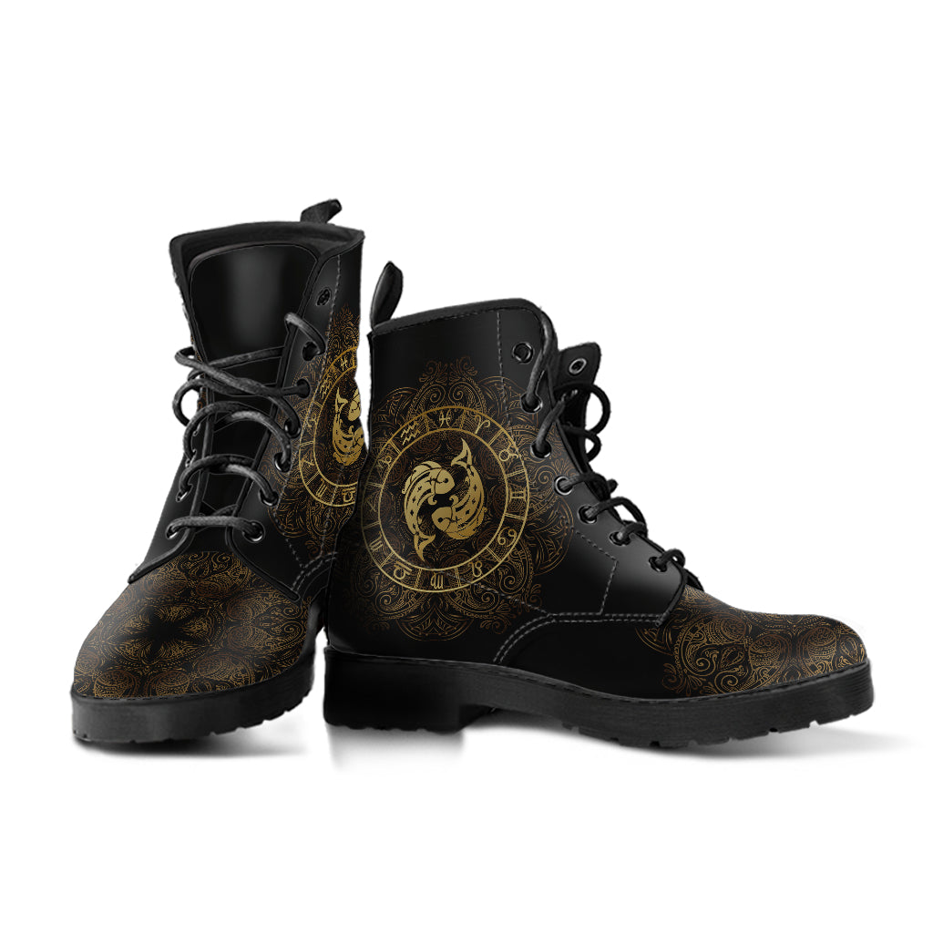 Pisces zodiac printed boots, alternate angle