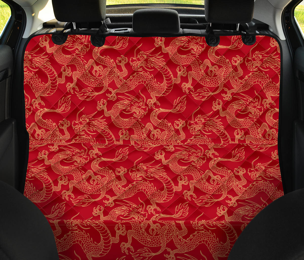Red Dragon Car Back Seat Pet Cover