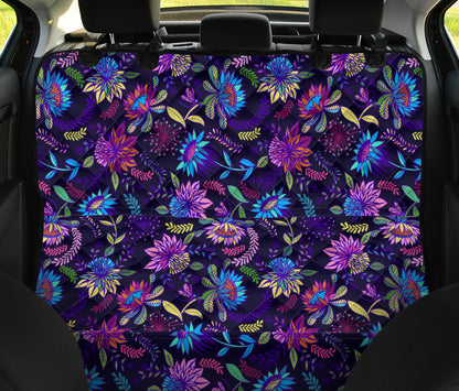 Purple Flowers Car Back Seat Pet Cover