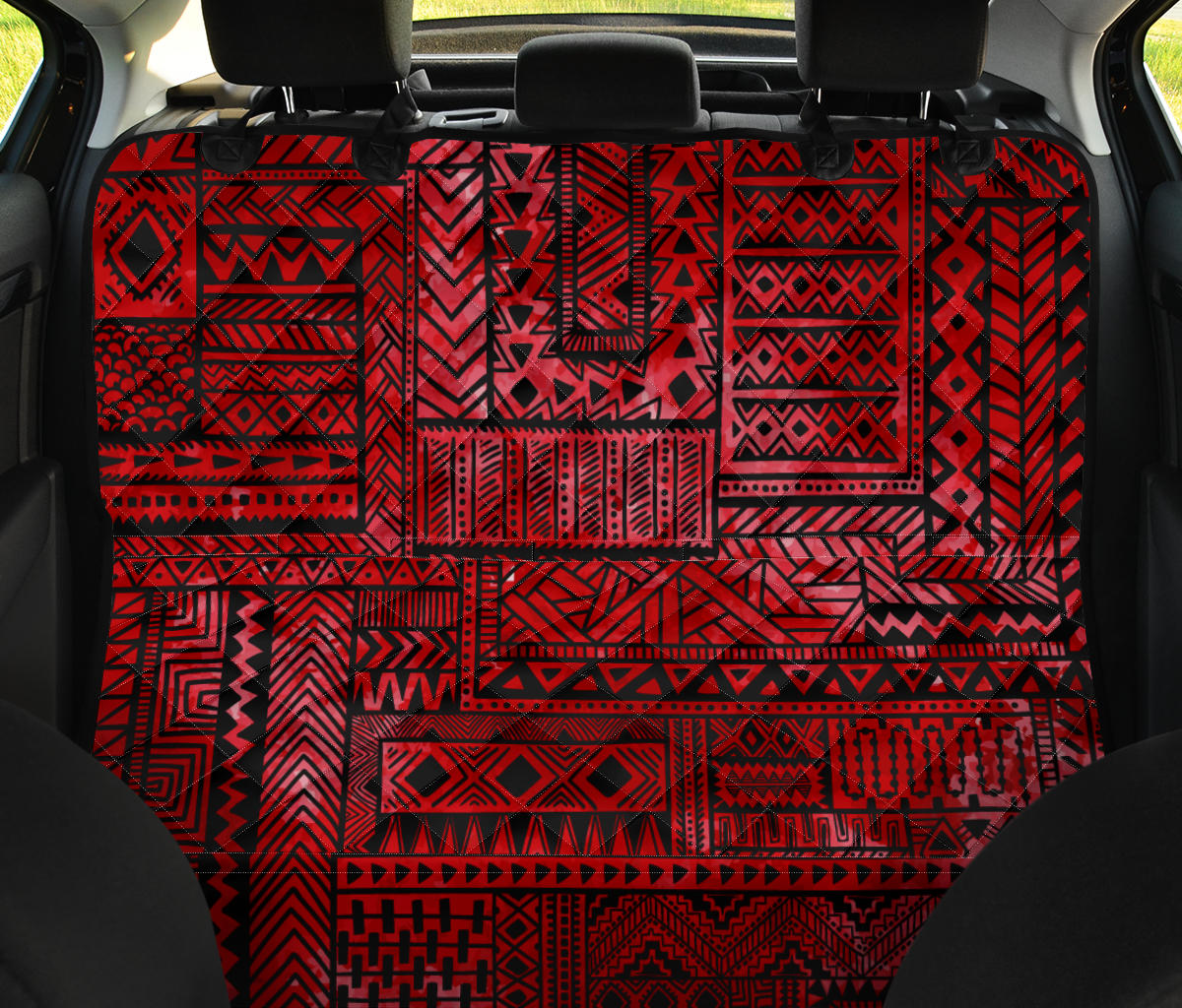 Red Tribal Abstracat Car Back Seat Pet Cover
