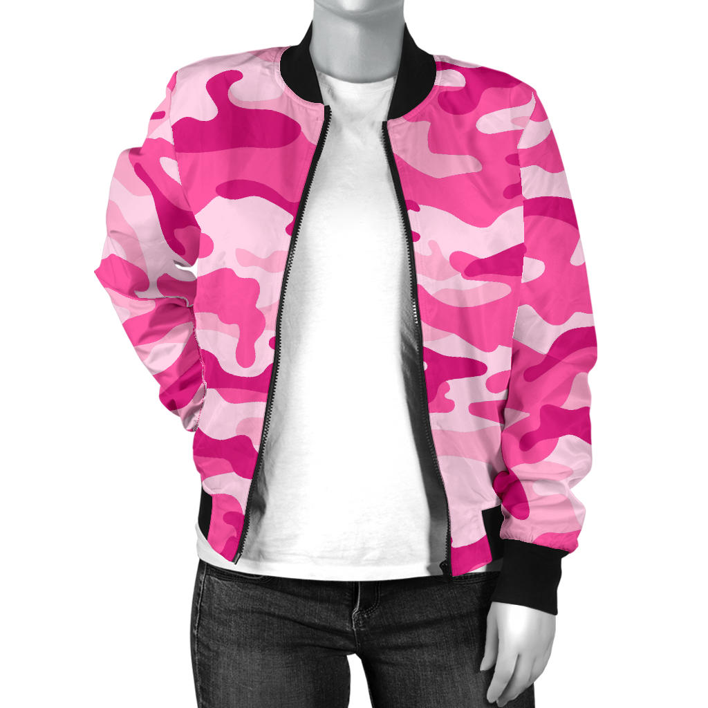 Womens Pink Camouflage Bomber Jacket