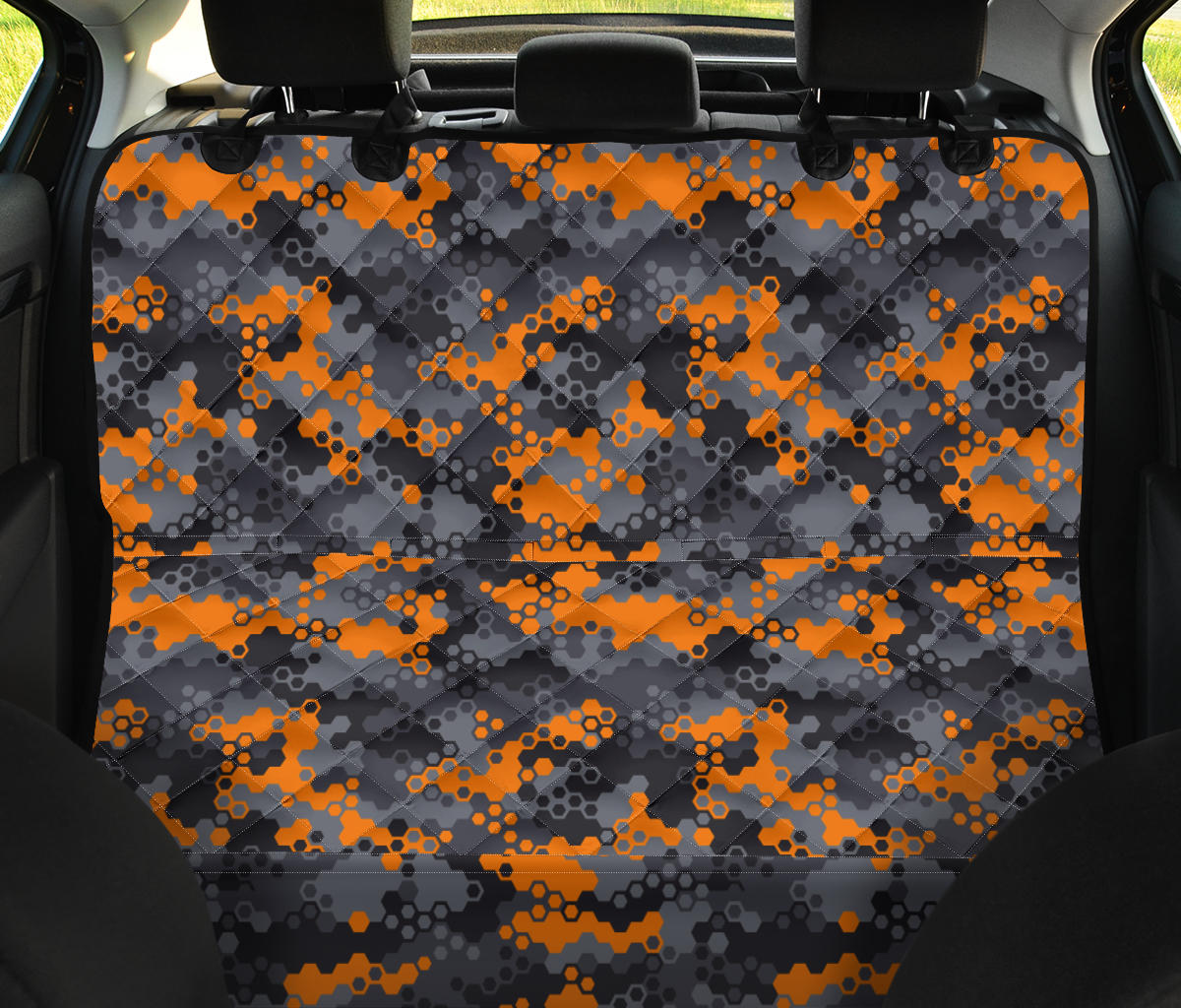 Orange Abstract Camouflage Car Back Seat Pet Cover