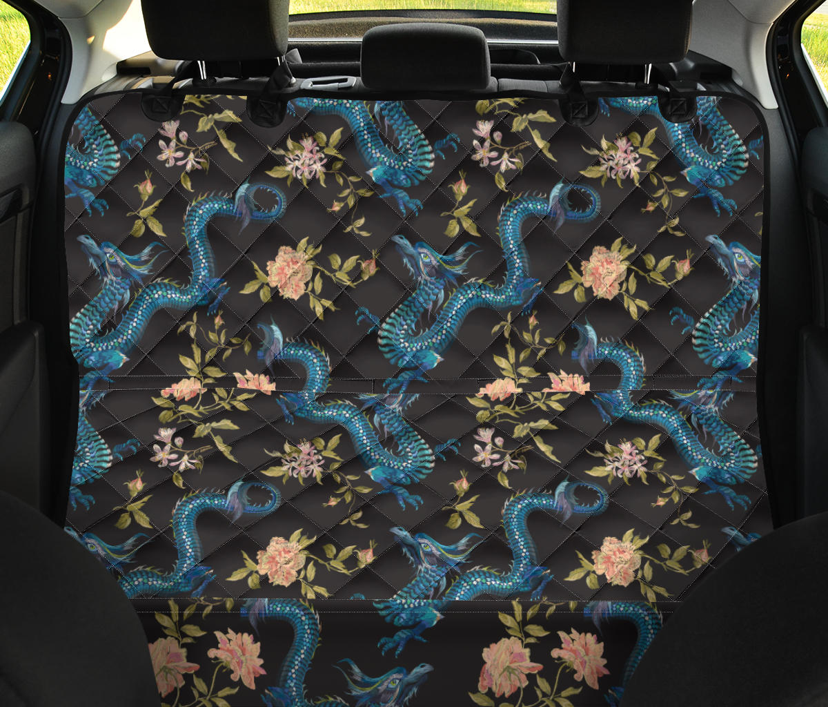 Dragon Flowers Car Back Seat Pet Cover