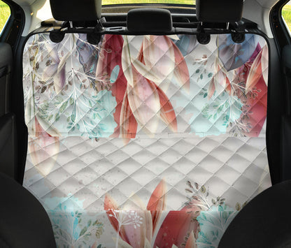 Beige Floral Car Back Seat Pet Cover