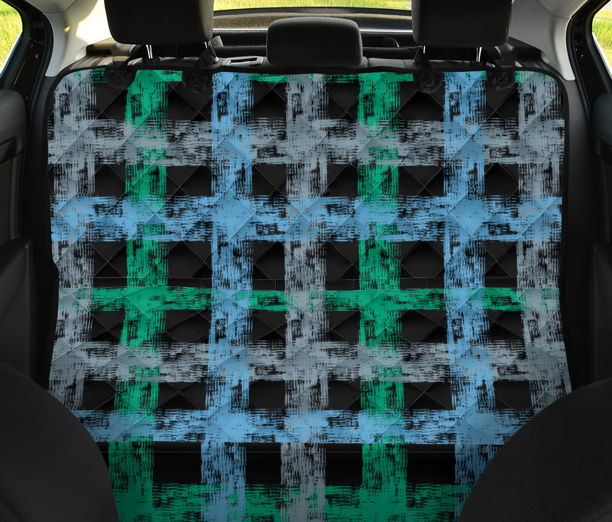 Abstract Plaid Car Back Seat Pet Cover