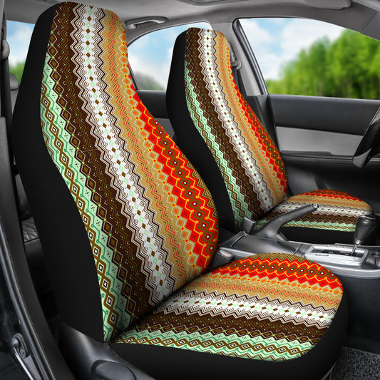 Brown Orange Ethnic Stripes Car Seat Covers
