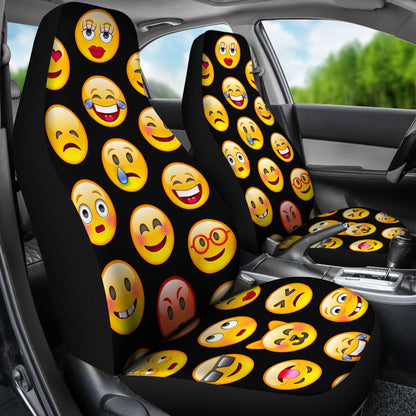 Black Emoji Pattern Printed Car Seat Covers