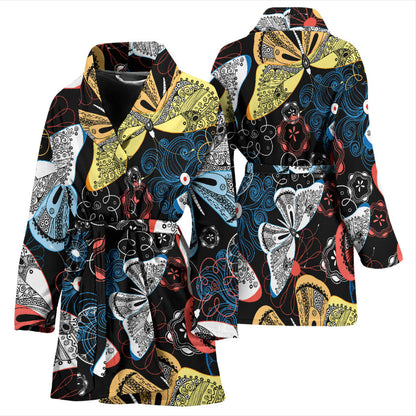 Womens Colorful Butterflies Decor Bath Robe