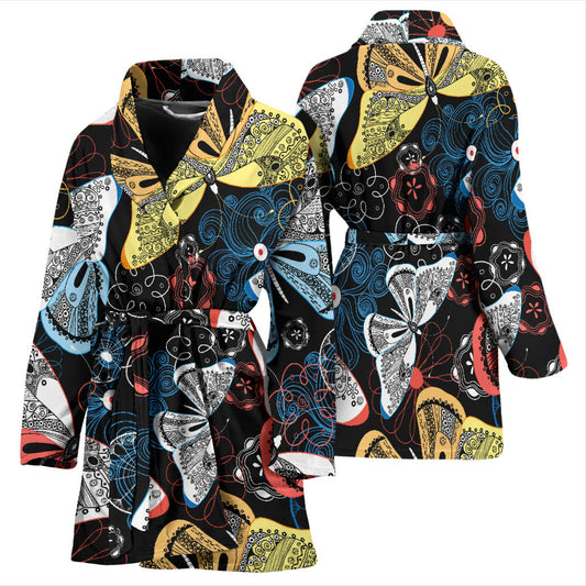 Womens Colorful Butterflies Decor Bath Robe