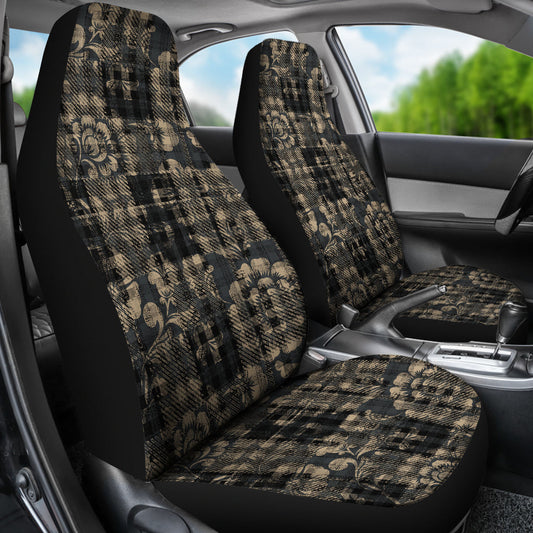 Vintage Floral-Plaid Car Seat Covers