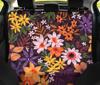 Colorful Flowers Car Back Seat Pet Cover