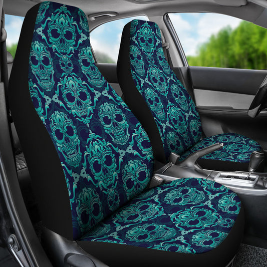 Green Skulls Pattern Car Seat Covers