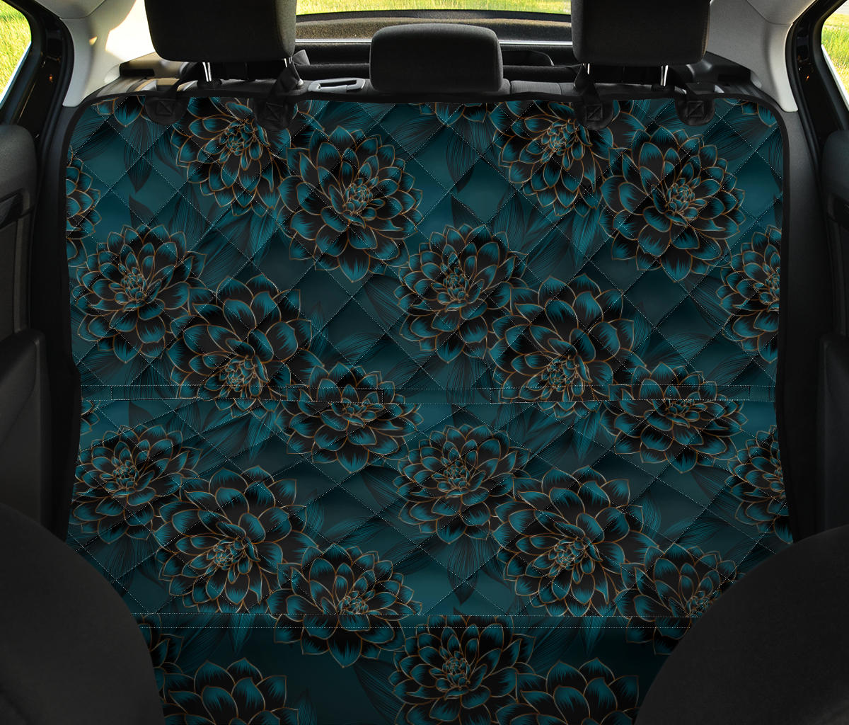 Dark Blossom Pattern Car Back Seat Pet Cover