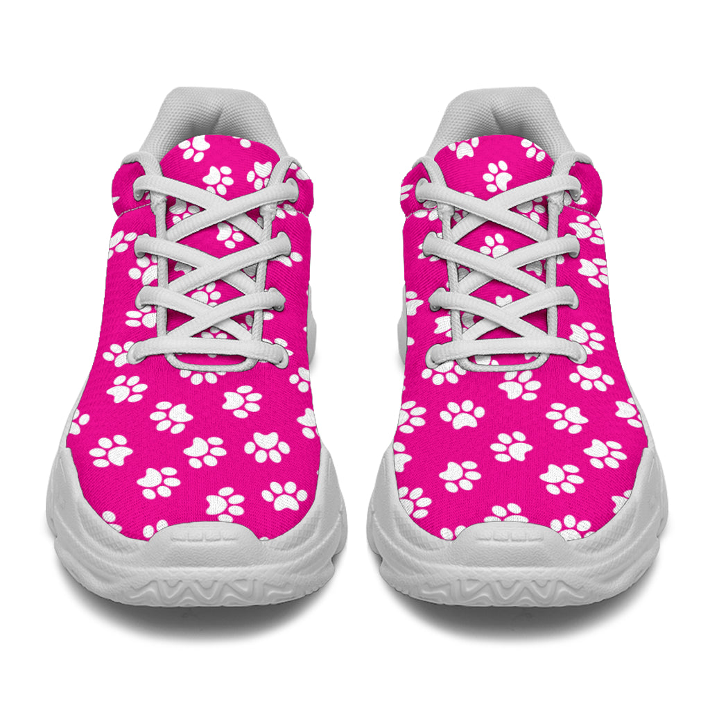 Paw Print Hot Pink Chunky Sneakers (White) – product image 3