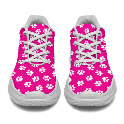 Paw Print Hot Pink Chunky Sneakers (White) – product image 3
