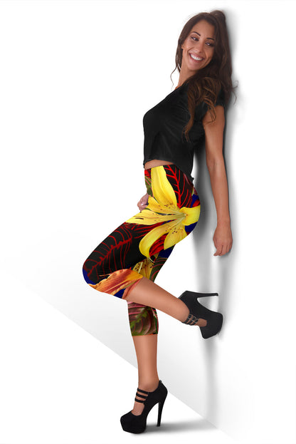 Colorful Flowers Capri Leggings