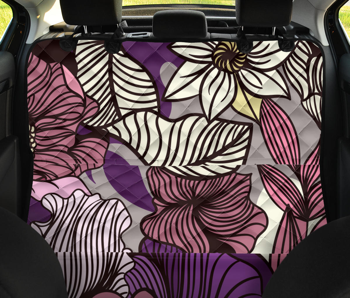 Colorful Floral Car Back Seat Pet Cover