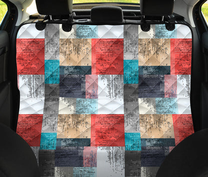 Red White Abstract Blocks Car Back Seat Pet Cover