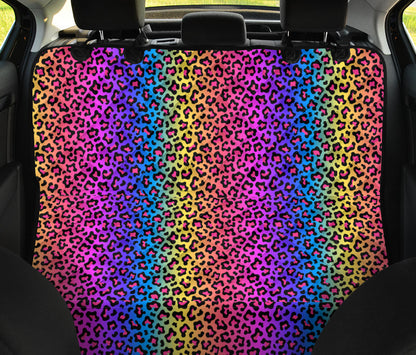Colorful Leopard-Print Stripes Car Back Seat Pet Cover