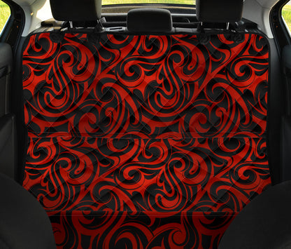 Red Tribal Swirls Car Back Seat Pet Cover