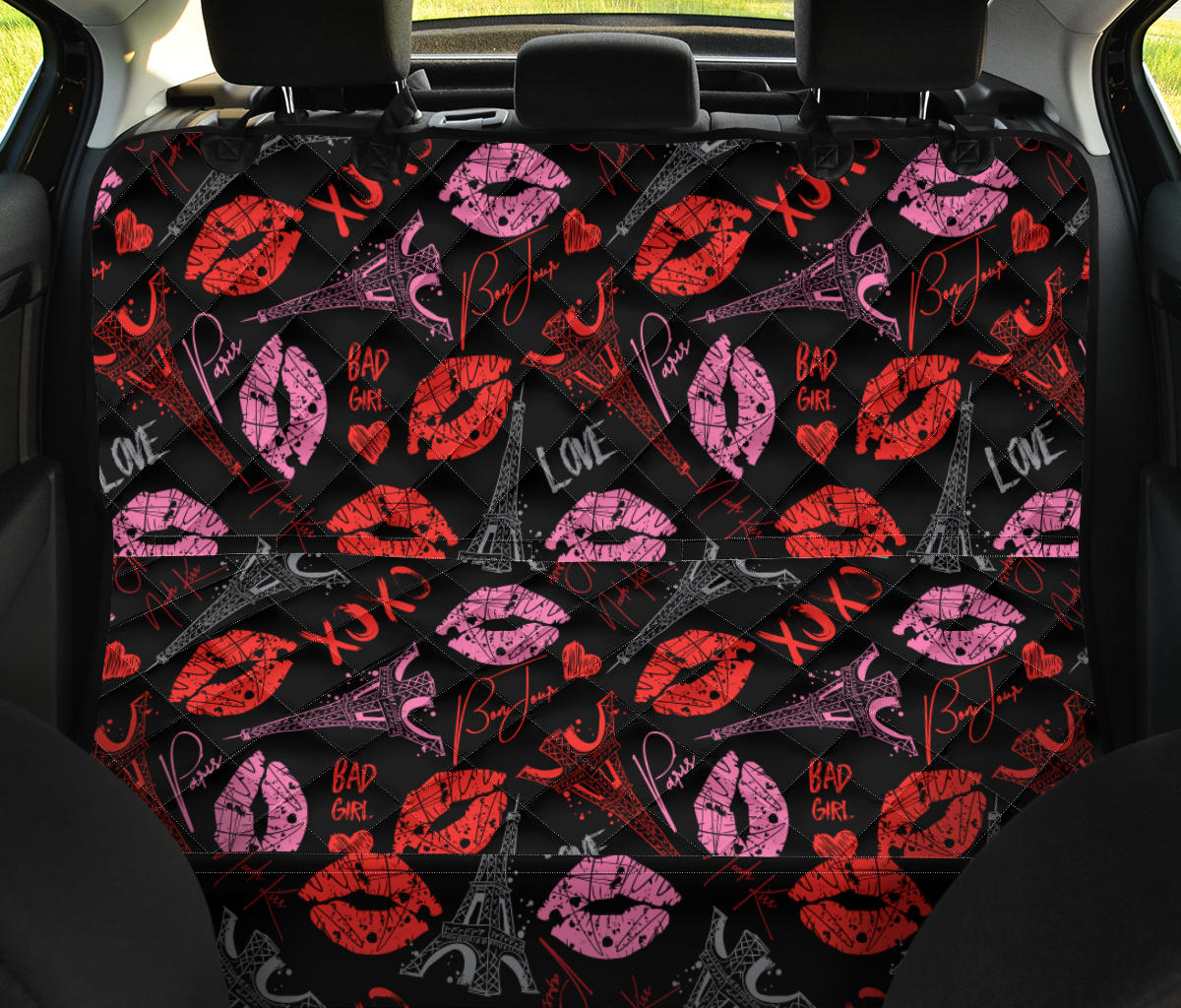 Pink Red Lips Car Back Seat Pet Cover