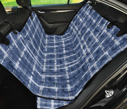 Denim Blue Plaid Car Back Seat Pet Cover
