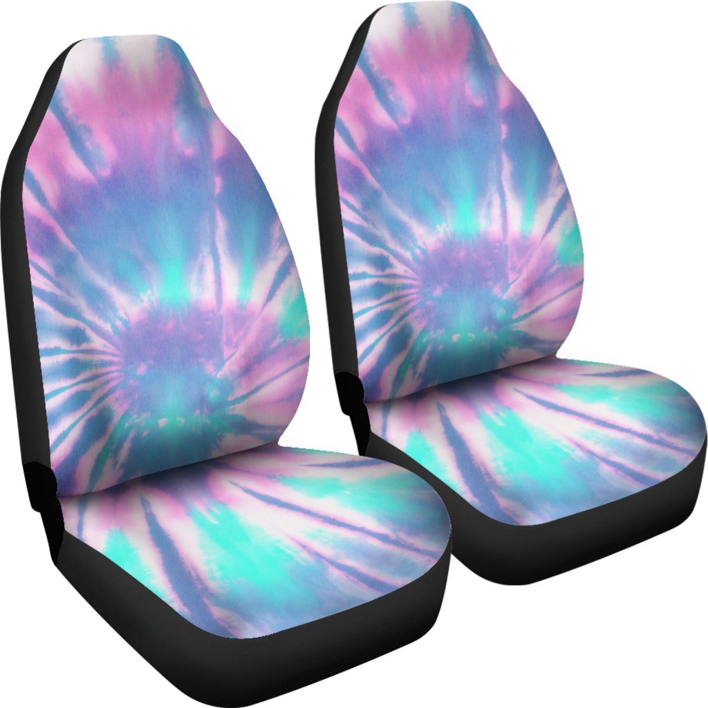 Pink and Blue Tie Dye Printed Car Seat Covers