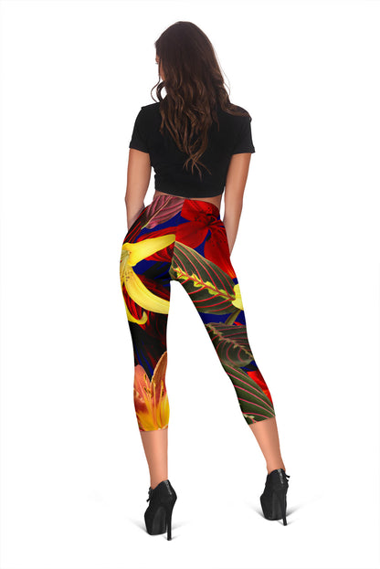 Colorful Flowers Capri Leggings