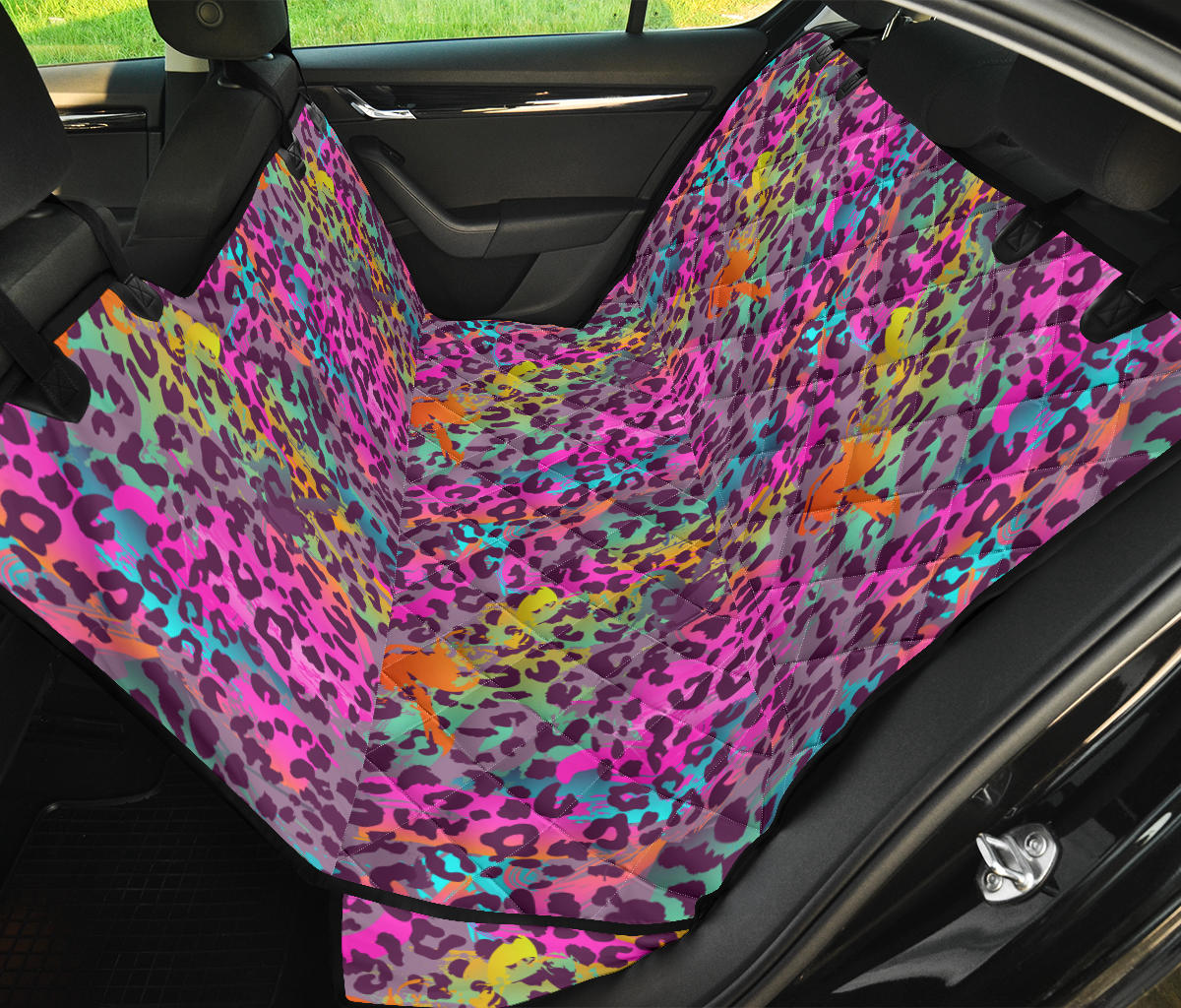 Pink Leopard Print Car Back Seat Pet Cover