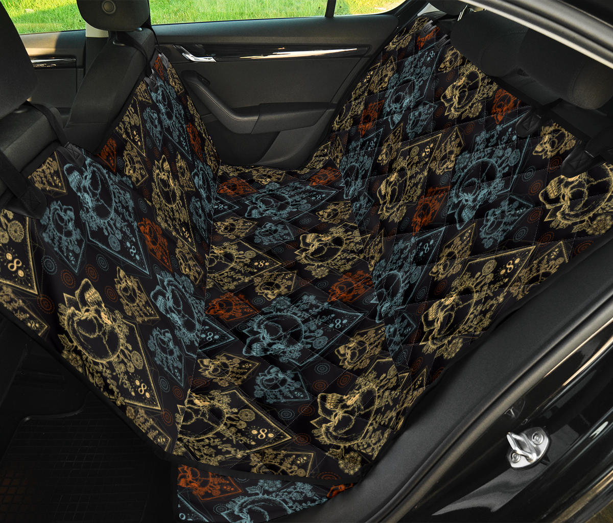 Skull Pattern Car Back Seat Pet Cover