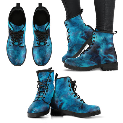 Bold Turquoise Womans Boots, Fashion Combat Boots, Vegan Leather Boots, Custom Shoes, Custom Boots, Cool Shoes