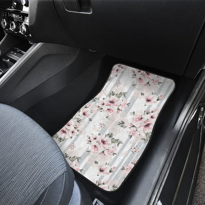 Pink Flower Stripes Car Floor Mats