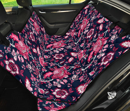 Pink Red Flowers Car Back Seat Pet Cover