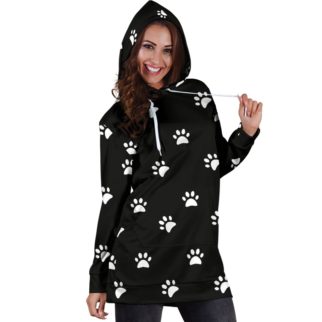 White Dog Paws - Hoodie Dress