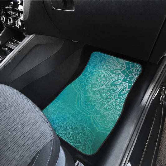 Light Green Teal Mandalas Car Floor Mats