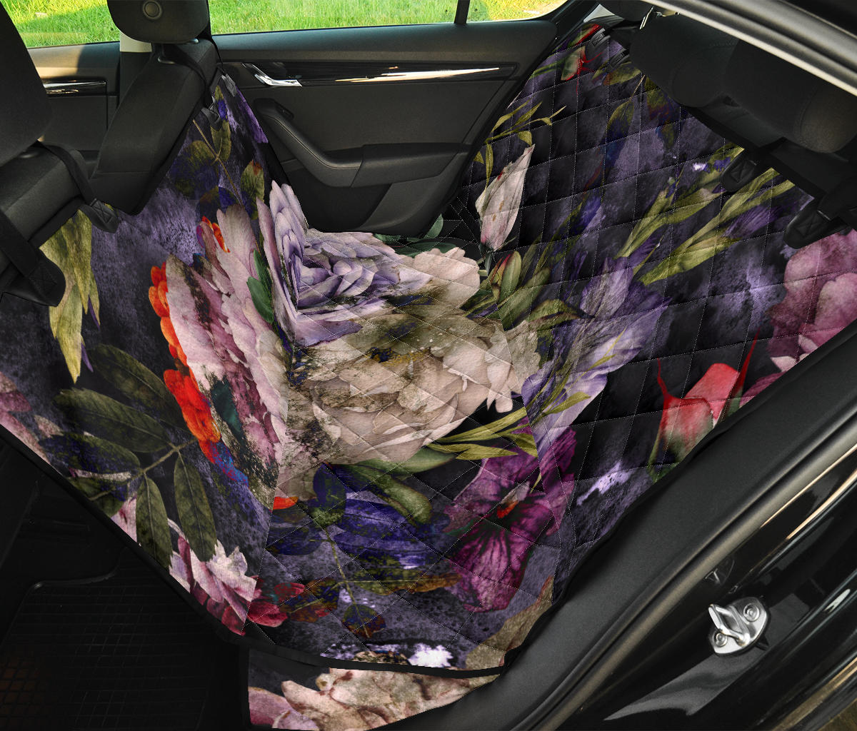 Floral Car Back Seat Pet Cover