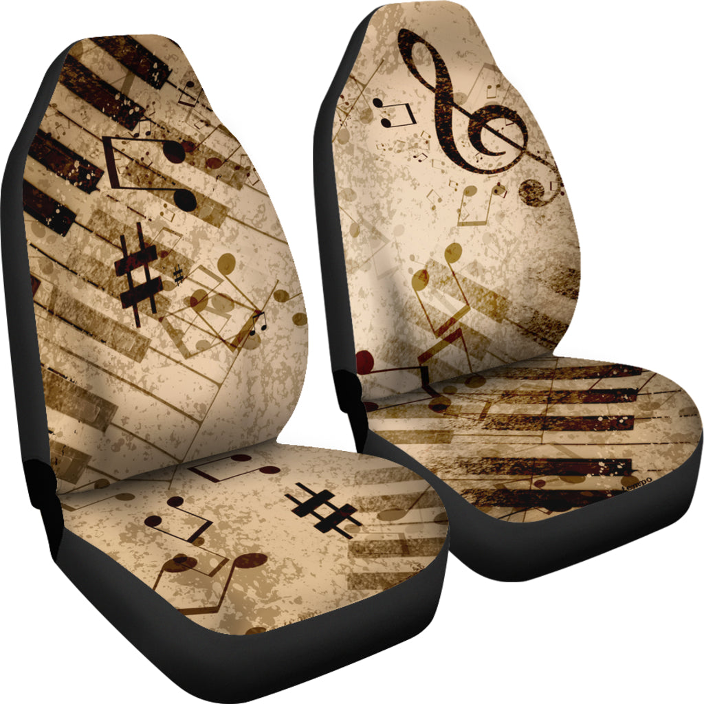 Vintage Piano Musical Notes Car Seat Covers