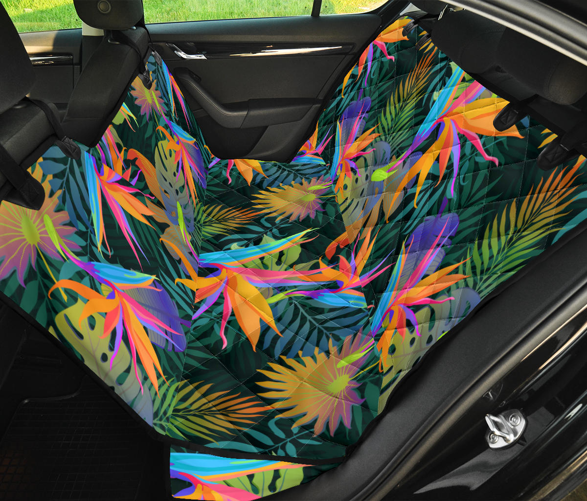 Colorful Plants Car Back Seat Pet Cover