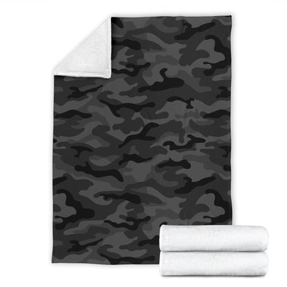 Dark Grey Camouflage Blanket